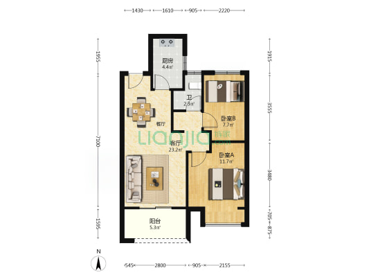 豫发白鹭源春晓二期 2室1厅1卫 75平方