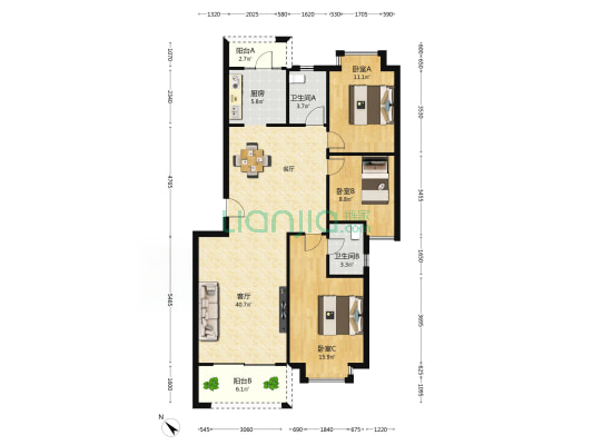 东桂园商住楼二期 3室1厅2卫 112平方