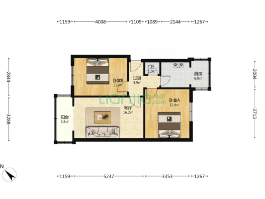红庙子街69号 2室1厅1卫 61平方