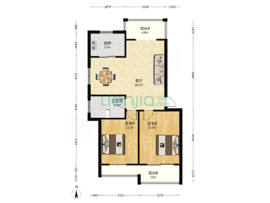 南澳花园 2室1厅1卫 87平方