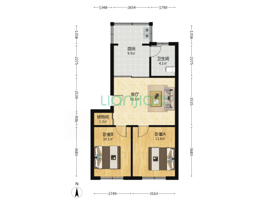 交校家属楼 2室1厅1卫 69平方