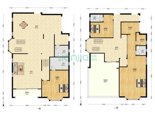 倚山花园一期翠林别墅 3室2厅4卫 337平方