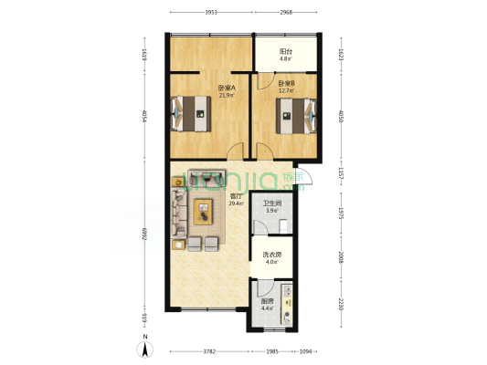 蔡家碾巷38号小区 2室1厅1卫 73平方