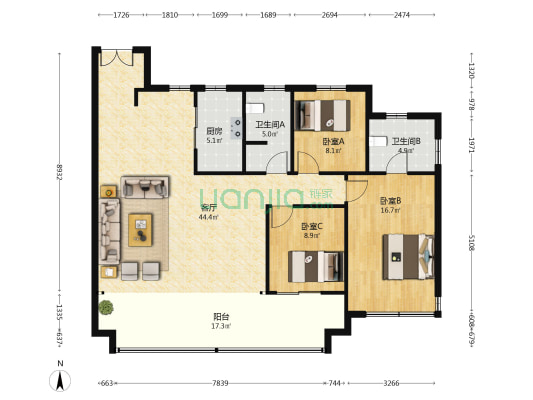 招商公园1872二期 3室1厅2卫 143平方