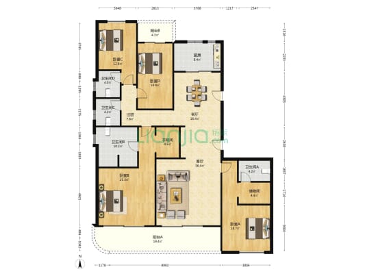 江山印 4室2厅4卫 260平方