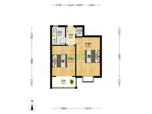 英雄山路98号 2室0厅1卫 46平方