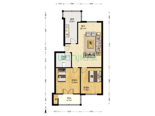 蜀秀苑 2室1厅1卫 76平方