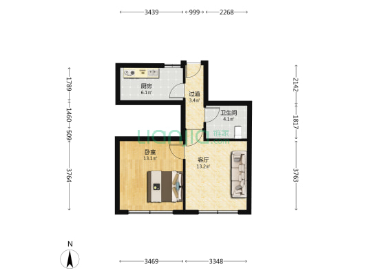 湾头居委会 1室1厅1卫 53平方