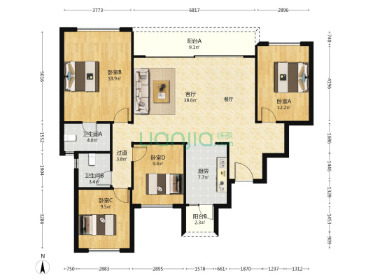 龙湖御湖境 4室1厅2卫 142平方