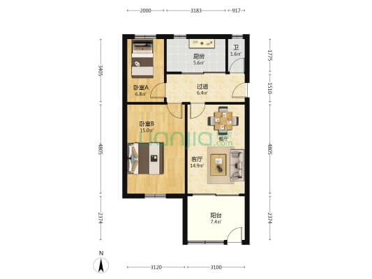 西变公司丰登小区 2室1厅1卫 61平方