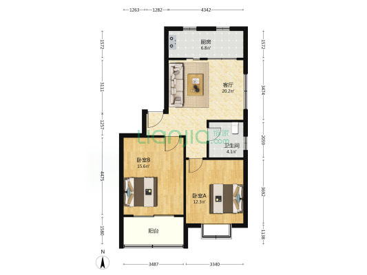 同里时代家园 2室1厅1卫 76平方