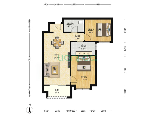 南长安街壹号四期(DK4) 2室1厅1卫 83平方
