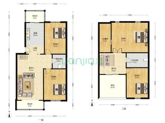 展望园 4室2厅2卫 182平方