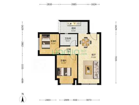 仁寿翡翠城 2室1厅1卫 65平方