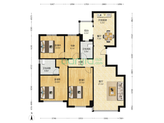 琴鹤南滨 4室2厅2卫 138平方