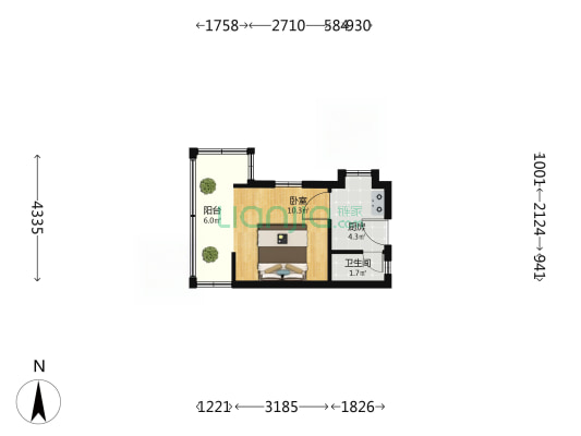 梨花巷5号 1室0厅1卫 23平方