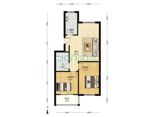 象沟头村 2室1厅1卫 70平方