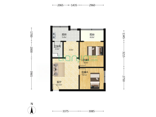 银沙正街41号 2室1厅1卫 50平方