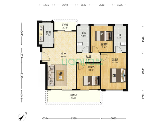 龙光玖悦湾 3室1厅2卫 98平方