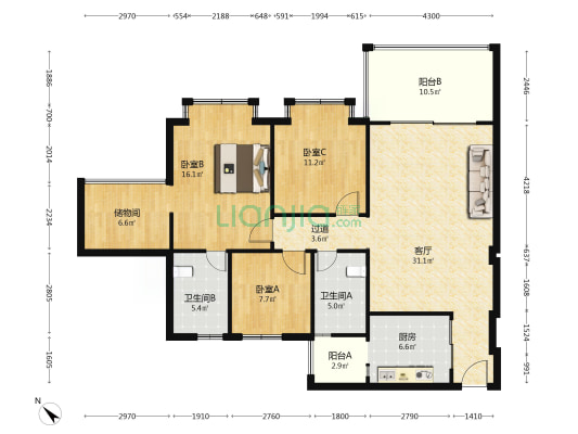 上都一期 3室1厅2卫 121平方