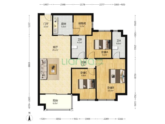 光明碧桂园培文府锦园 3室1厅2卫 116平方