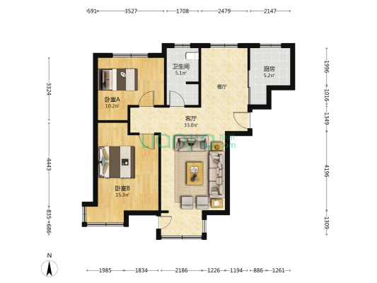 求实南里 2室1厅1卫 97平方