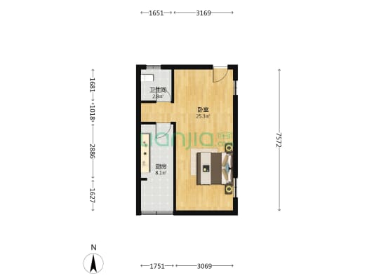博远西苑 1室0厅1卫 50平方
