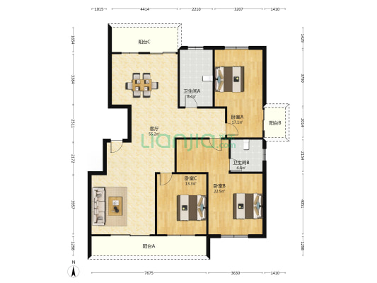 育龙庄园 3室1厅2卫 170平方