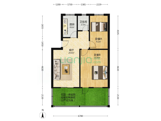 包龙桥巷 2室1厅1卫 65平方