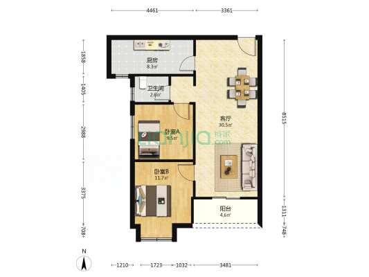 青江苑 2室1厅1卫 91平方