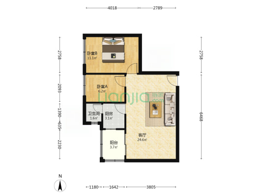 金隆园 2室1厅1卫 63平方