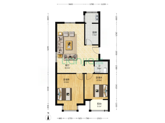 愉悦港湾社区 2室1厅1卫 89平方
