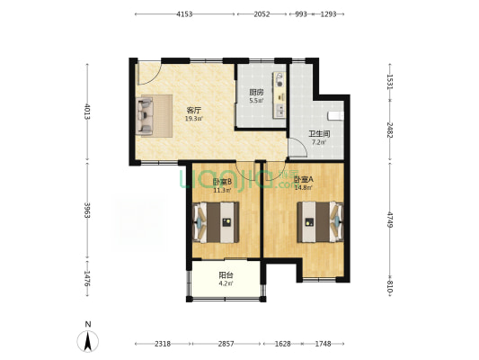 倪家湾花苑 2室1厅1卫 83平方