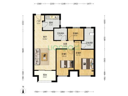 越秀·臻悦府 3室1厅2卫 99平方