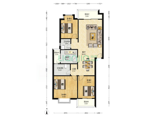 静水苑二期 3室1厅2卫 112平方