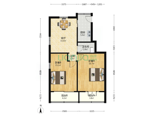 天目山路20号 2室1厅1卫 84平方