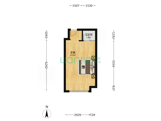 橄榄城新公馆 1室0厅1卫 37平方