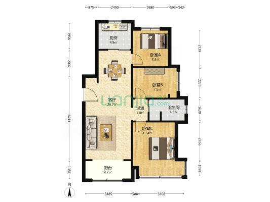 海信彩虹谷 3室1厅1卫 99平方