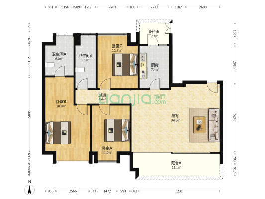 悦集 3室1厅2卫 141平方