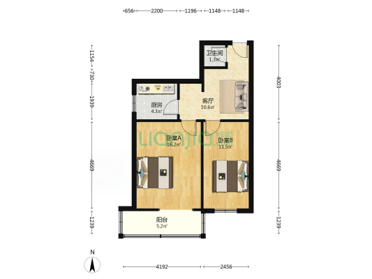 莲湖区莲湖路57号 2室1厅1卫 60平方