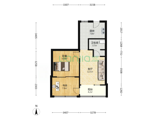 莫干山路558号 2室1厅1卫 57平方
