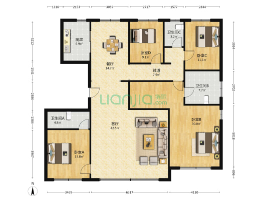 金茂府御岭墅 4室2厅3卫 195平方