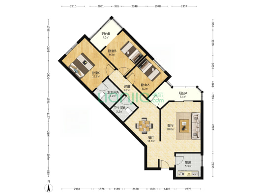 西电集团医院小区 3室2厅2卫 110平方