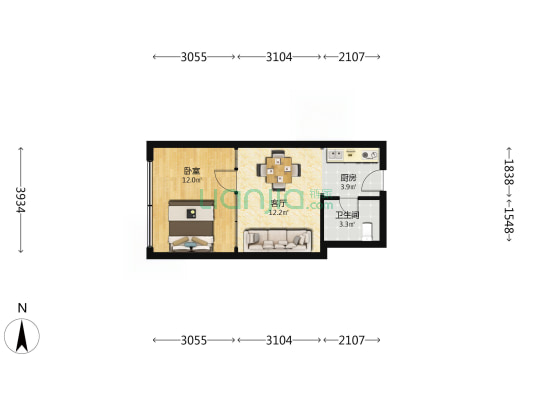 凯悦公寓 1室1厅1卫 41平方