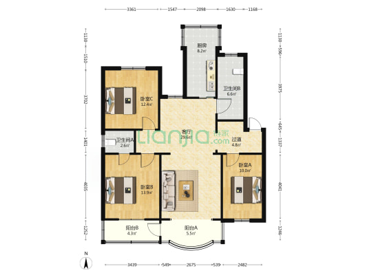 瑶池巷 3室1厅2卫 113平方