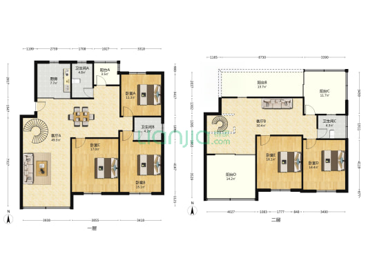 枫津大街小区 5室2厅3卫 206平方