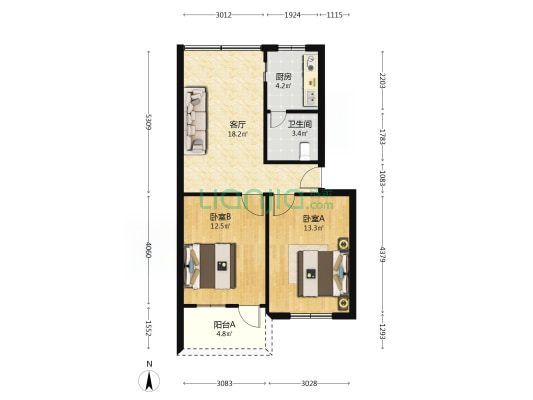 海虹路 2室1厅1卫 62平方