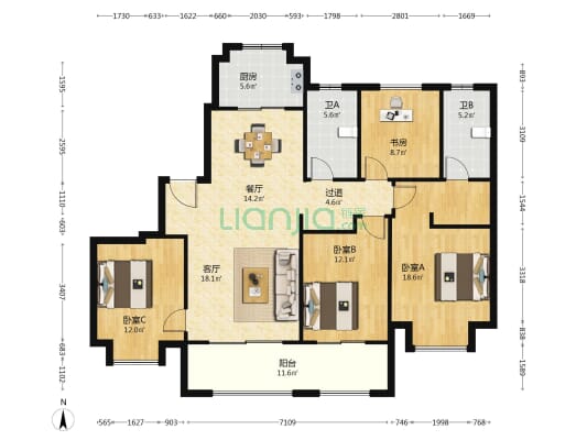 江明府 4室2厅2卫 159平方