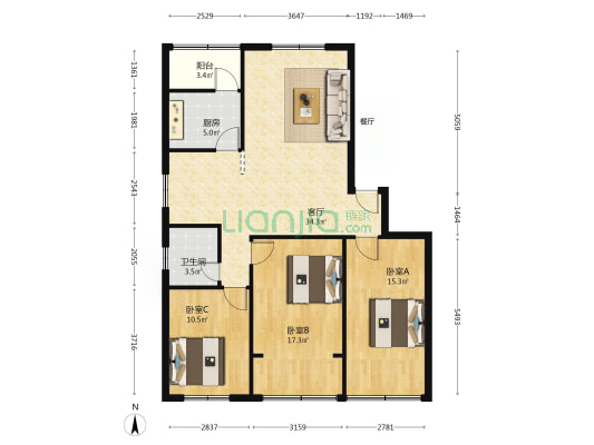 永兴巷37号 3室1厅1卫 109平方