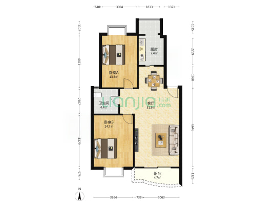 尚文东苑 2室1厅1卫 94平方